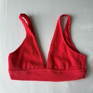 Red ribbed bikini top